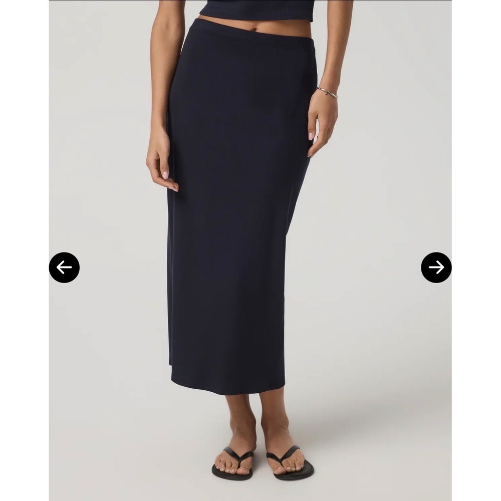 Vuori Pose Column Skirt Ribbed Knit Midi Heathered Black VW3217 Size M H - Picture 1 of 8